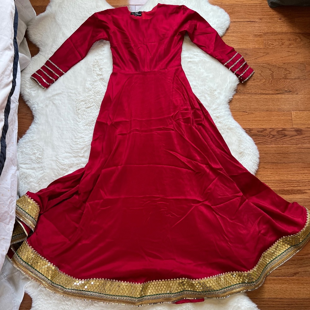 Red Maxi Rozina Munib with Tiger Belt